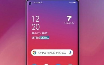 OPPO Reno 3 PRO 5G渲染圖來了 小開孔/窄邊框設(shè)計(jì)