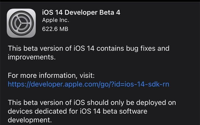 iOS14和/iPadOS14第四個(gè)Beta版現(xiàn)已提供開發(fā)者下載